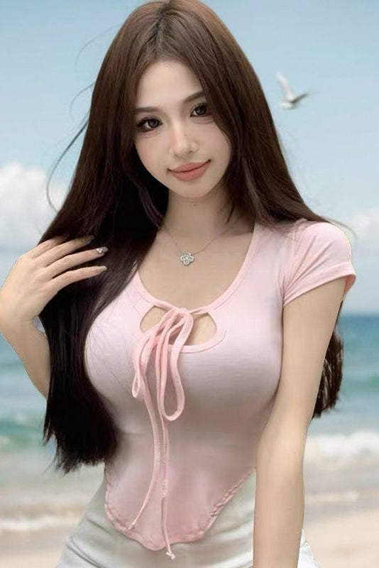 Strappy Short Sleeve T-Shirts Top Tee