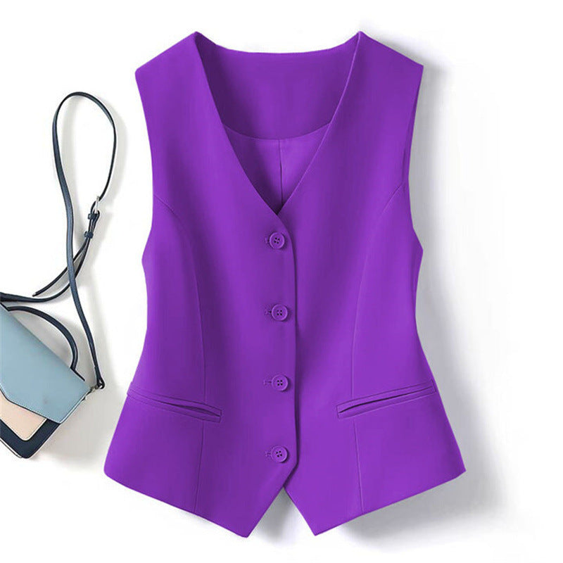 V Neck Button Down Tailored Waistcoat Casual Formal Blazer Vest