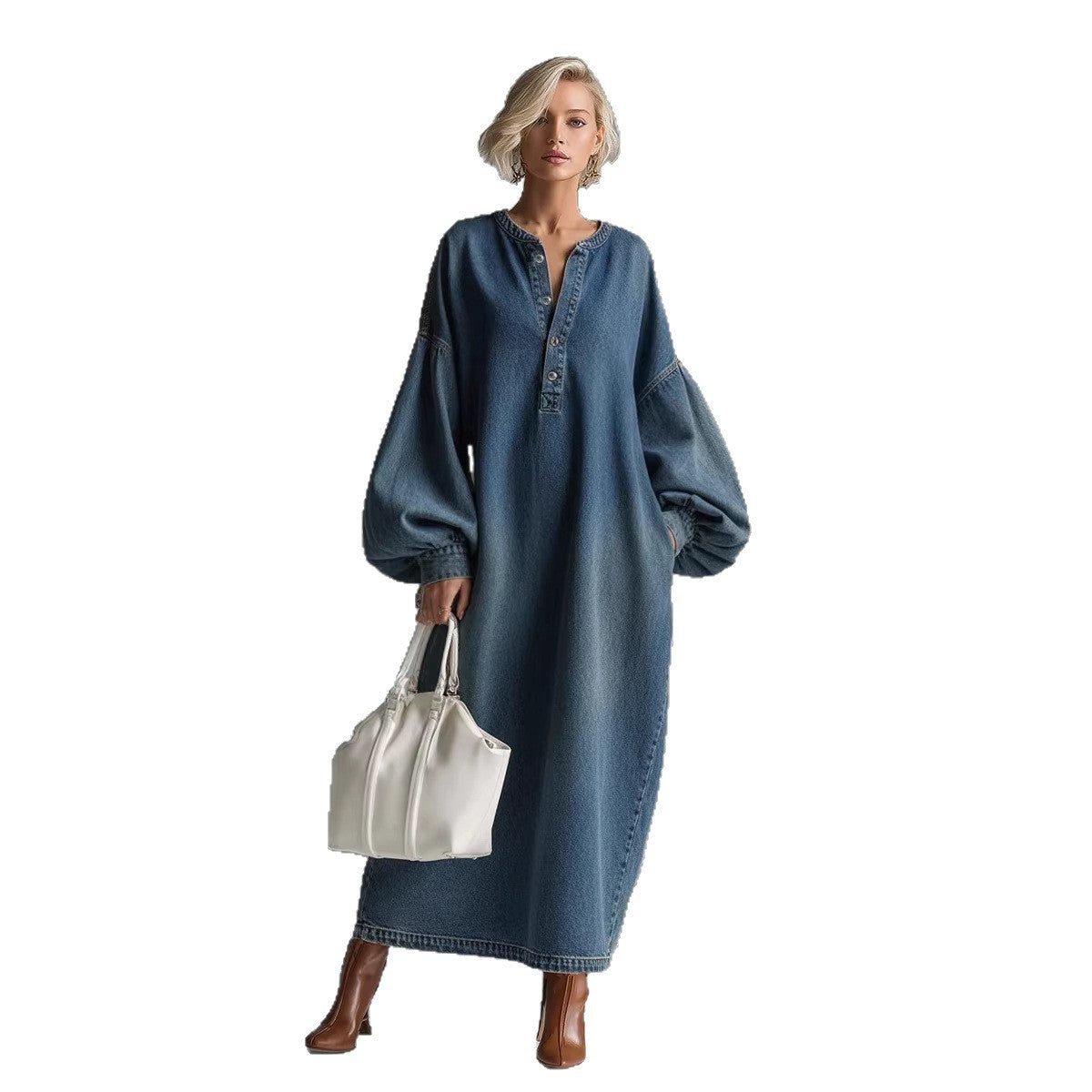 Oversized Denim Maxi Dress