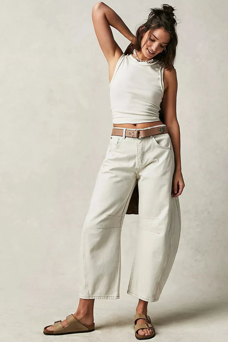 High Waist Loose Straight Leg Washed Jeans