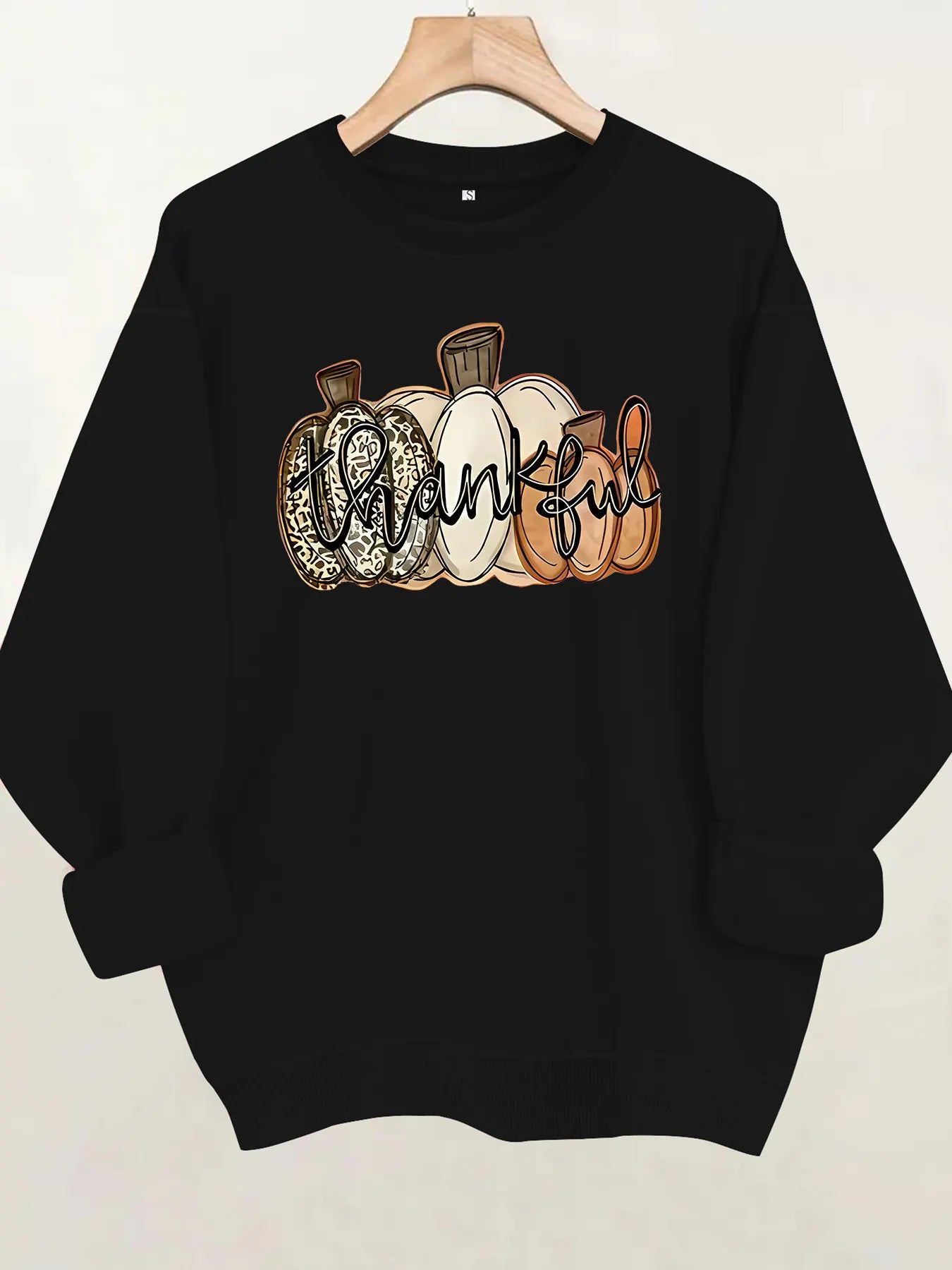 Halloween Pumpkin Thankful Letter Graphic Sweatshirt