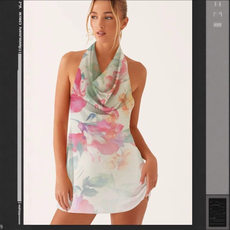 Pink Ombre Halter Neck Bodycon Mini Dress