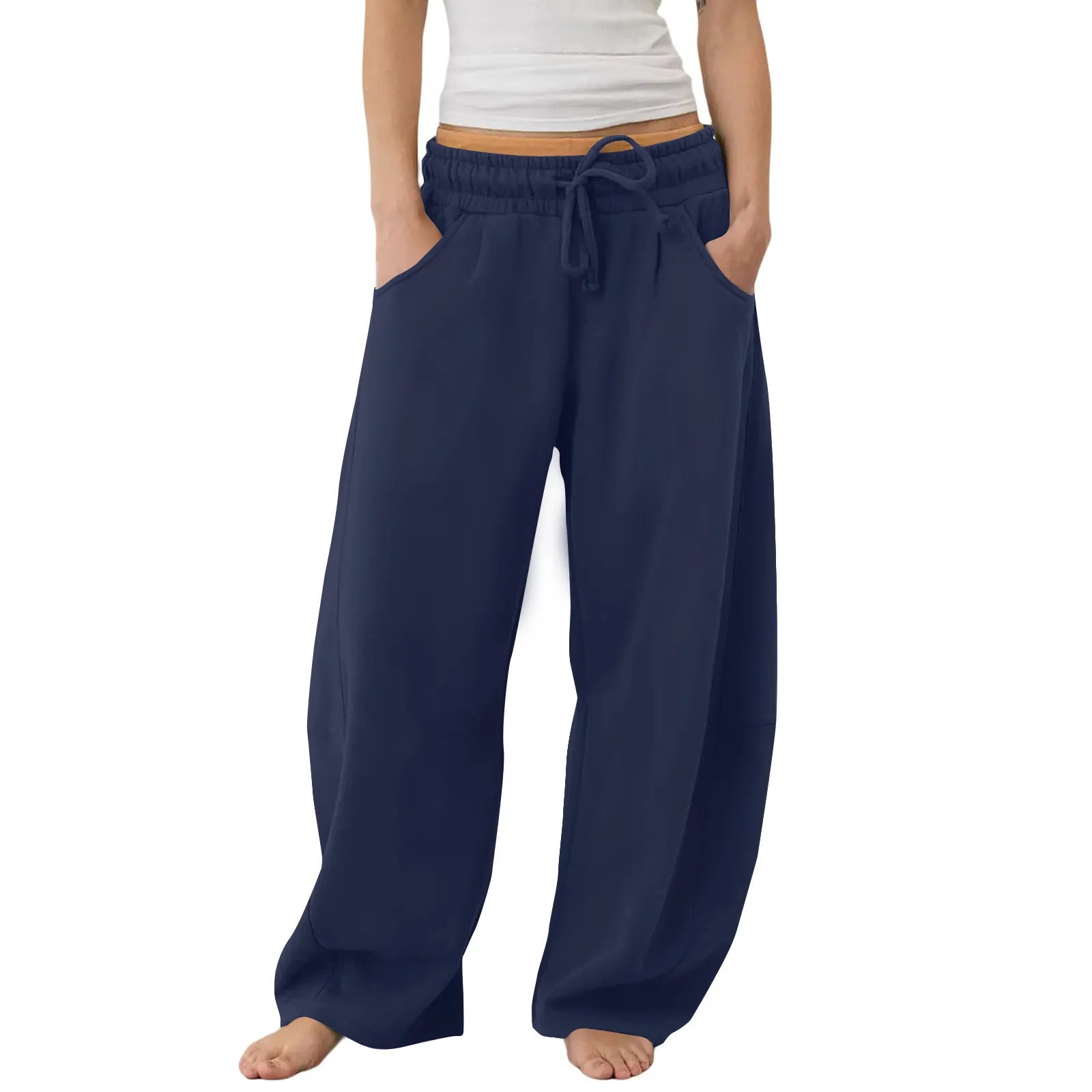 Mid Waist Drawstring Loose Sweatpants