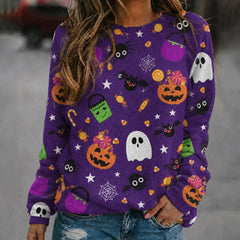 Halloween Ghost Pumpkin Crew Neck Sweater