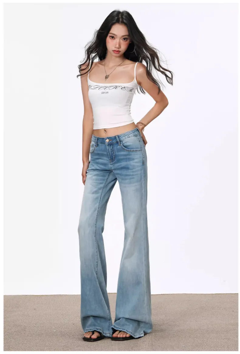 Light Wash Vintage Low Rise Flare Jeans