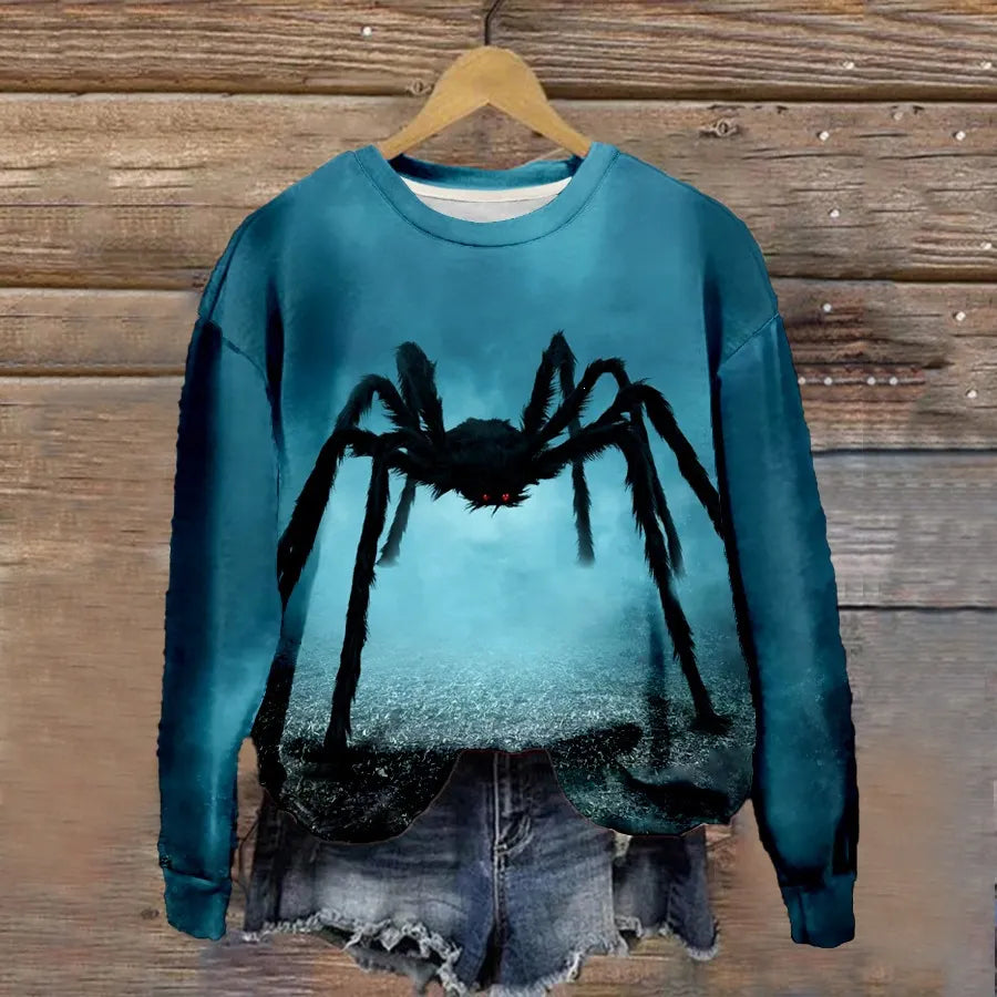 Halloween Witch Pumpkin Print Crew Neck Sweatshirt