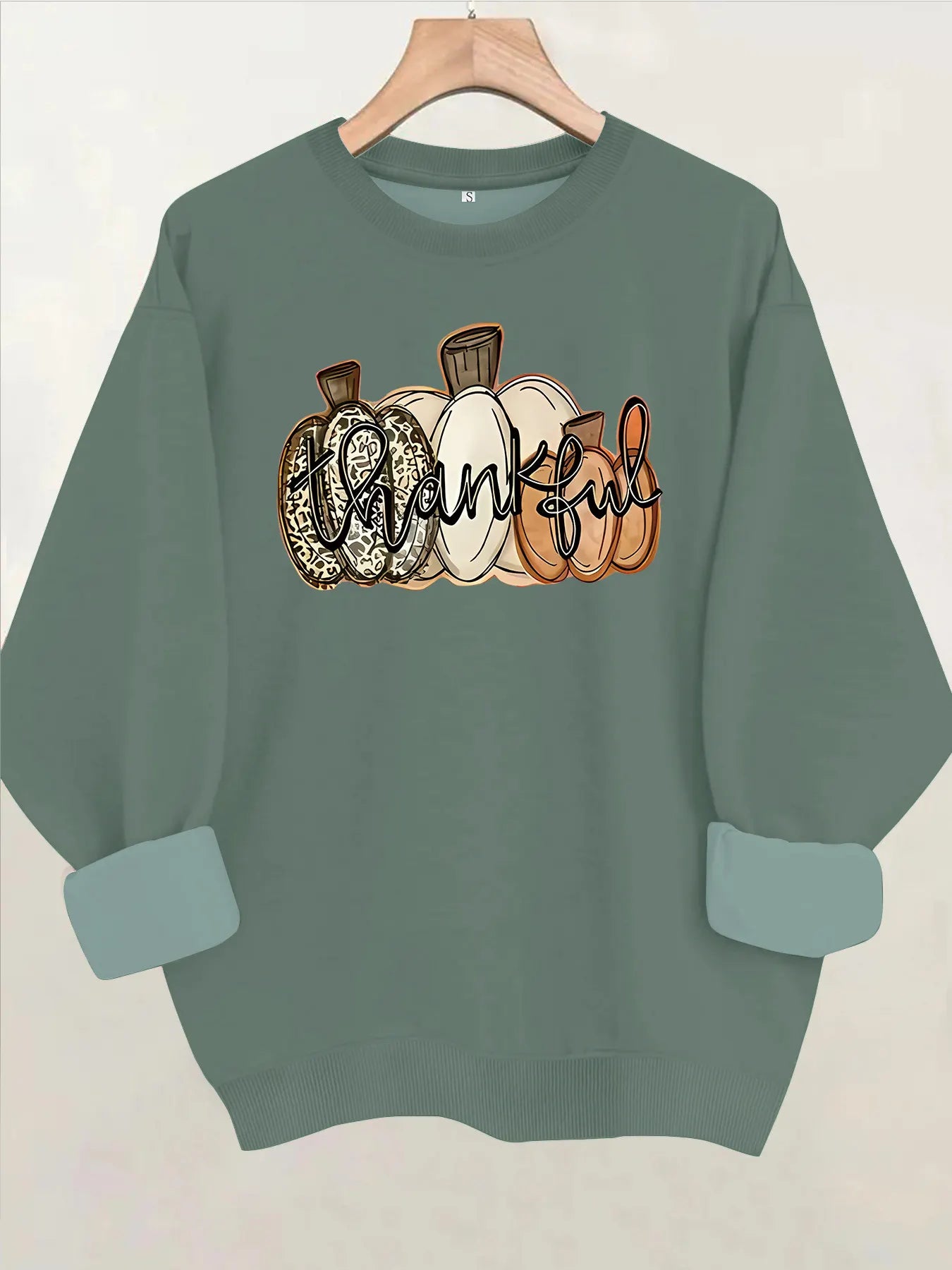 Halloween Pumpkin Thankful Letter Graphic Sweatshirt