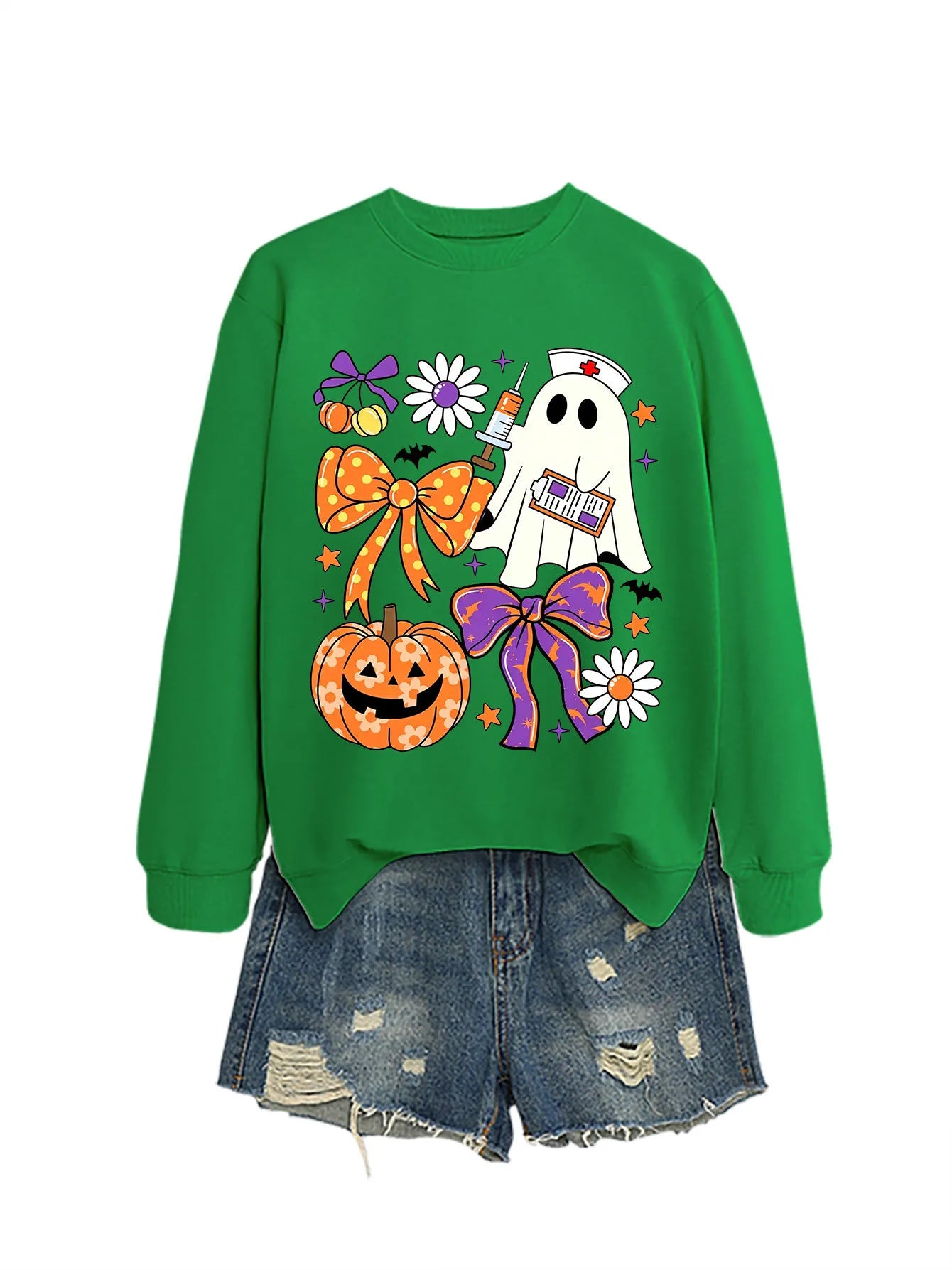 Nurse Ghost Halloween Crewneck Sweatshirt