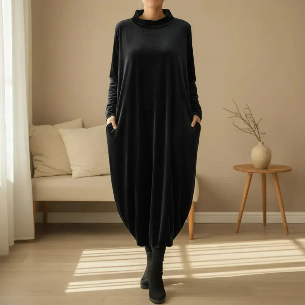 Elegant Loose-Fit Long Sleeve Maxi Dress