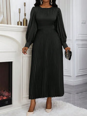 Satin Pleated Midi Dress