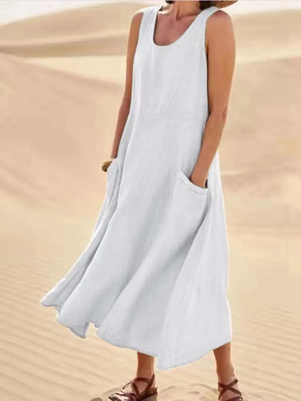 Sleeveless Loose Long Maxi Dress With Pockets