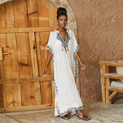 Embroidered Kaftan Maxi Dress