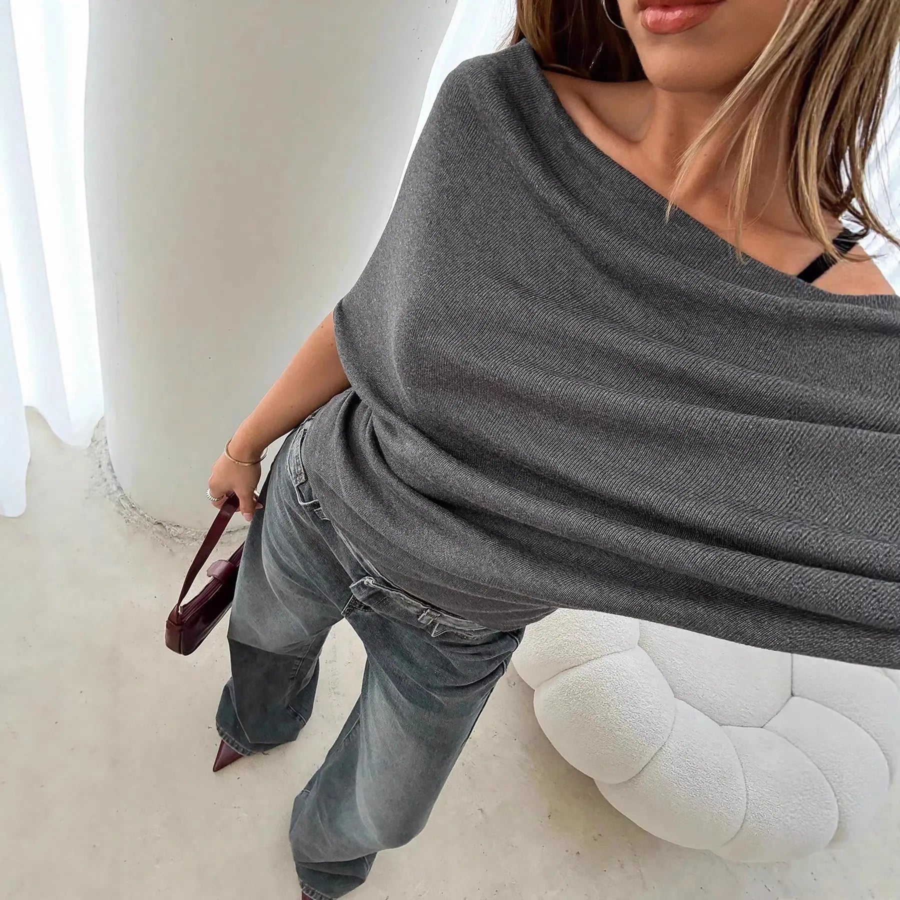 Draped One-Shoulder Top