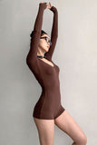 Casual Long Sleeve Zip Tight Bodysuit