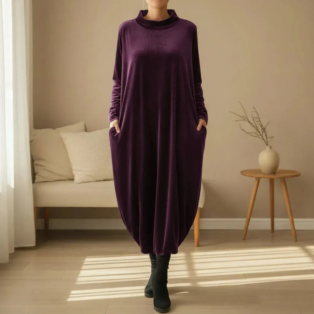 Elegant Loose-Fit Long Sleeve Maxi Dress