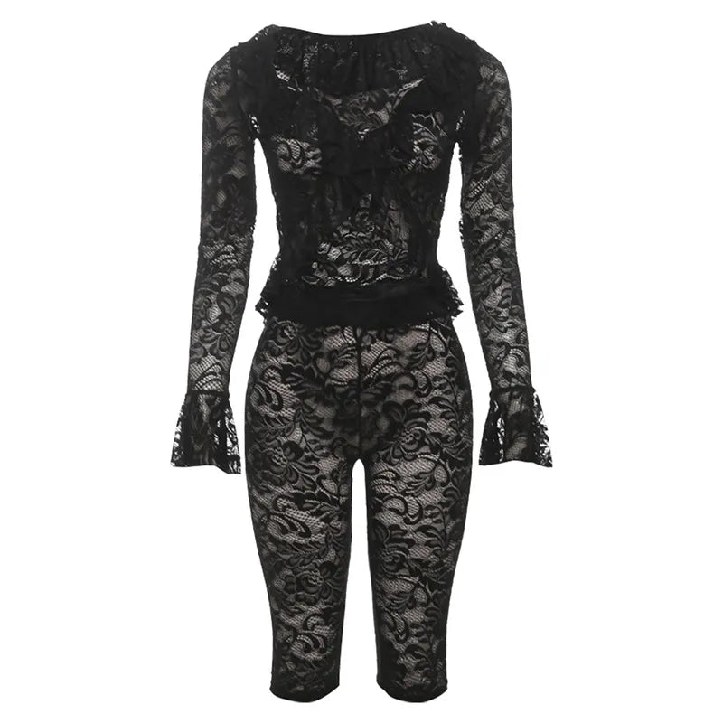 Sheer Long Sleeve Top & Capri Pants