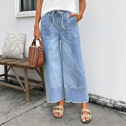 High Waist Loose Cropped Jeans