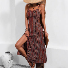 Boho Printed Spaghetti Strap Maxi Dress