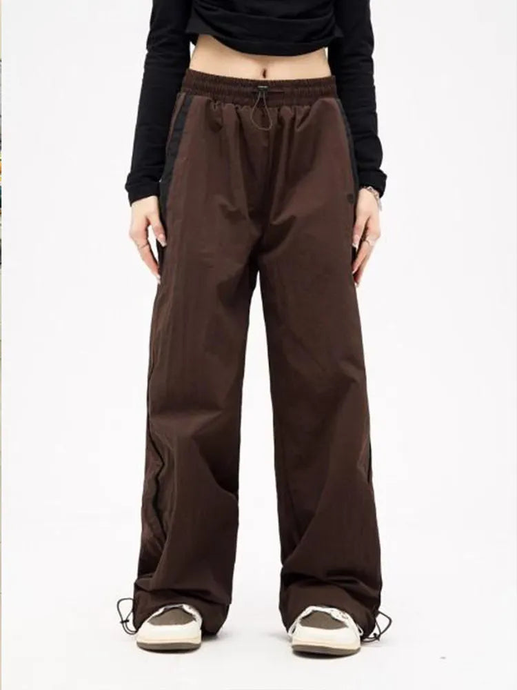 Brown Parachute Wide Leg Pants
