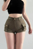 Casual High Waist Zip Shorts