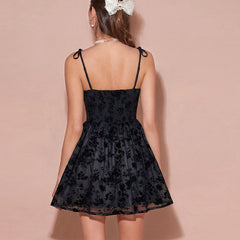 Floral Flocked Corset Slip Mini Dress