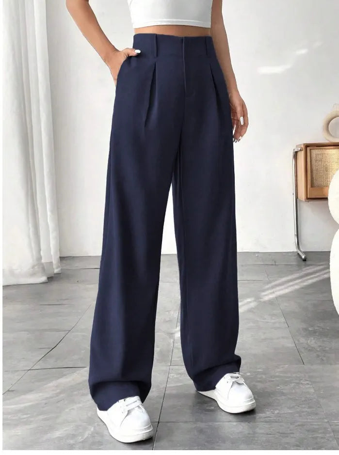 Pleated High Waist Wide Leg Suit Pant