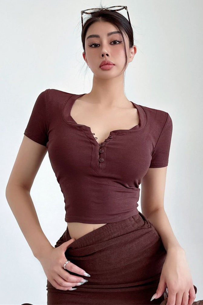 Short Sleeve Crop Shirt Top Tee