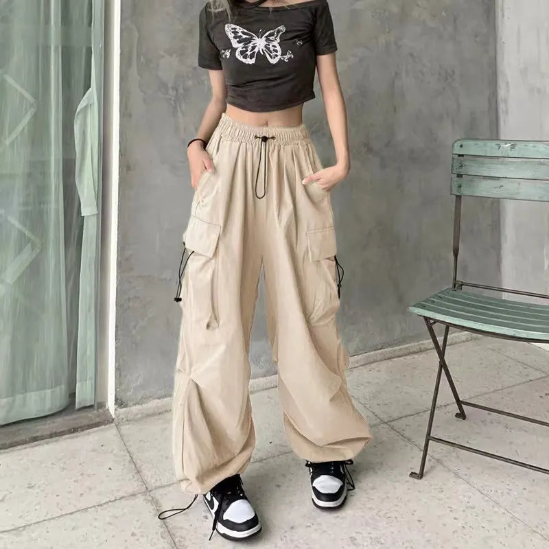 Drawstring Waist Cargo Pants