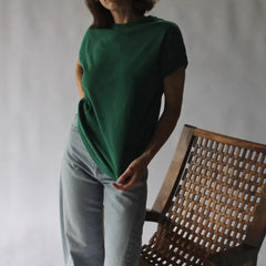 Solid Color Round Neck Short Sleeve Loose Casual T-Shirt