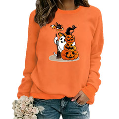 Halloween Ghost Pumpkin Bat Graphic Sweatshirt