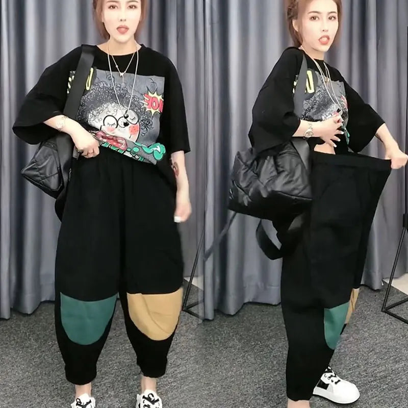 Color Block Patchwork Casual Pants