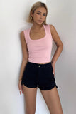 Asymmetrical Hem Slant Pocket Shorts