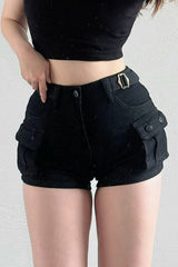 Casual High Waist Zip Shorts