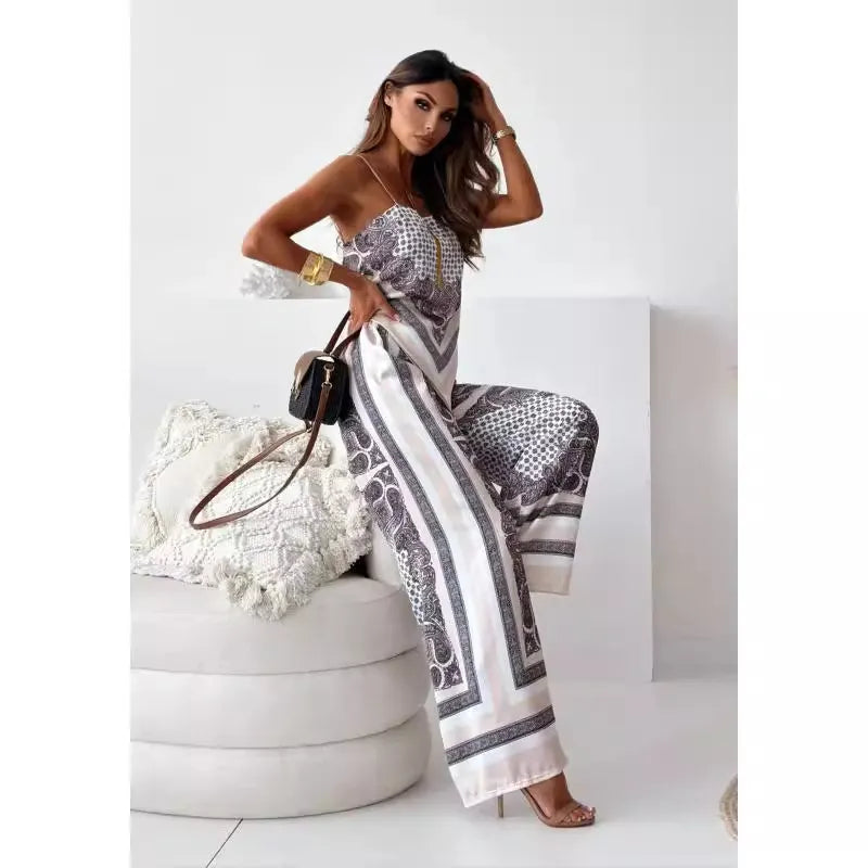 Paisley Print Cami Top & Wide-Leg Pants Set