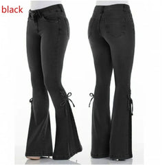 Split Hem Lace Up Flare Jeans
