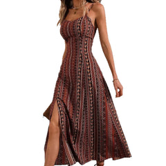 Boho Printed Spaghetti Strap Maxi Dress