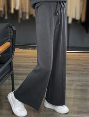 High‑Waist Knit Wide Leg Pants
