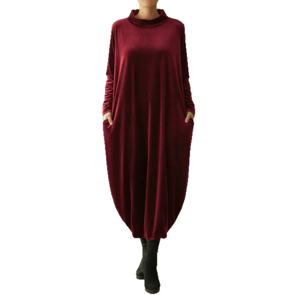 Elegant Loose-Fit Long Sleeve Maxi Dress