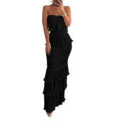 Strapless Ruffle Slim Long Dress
