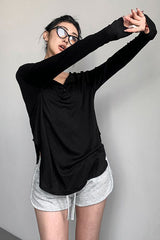 Casual Long Sleeve Lapel Top Tee