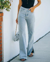 High Waist Split Flare Denim Pants
