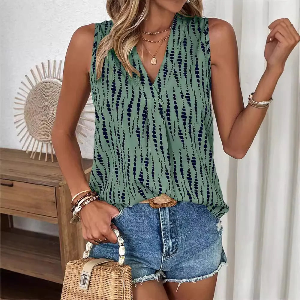 Abstract Print Sleeveless Blouse