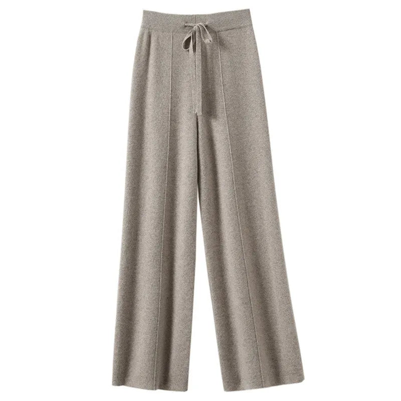 High‑Waist Knit Wide Leg Pants