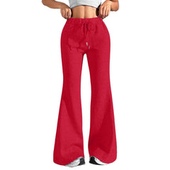 High Waist Flare Sweatpants, Drawstring Wide Leg Lounge Pants