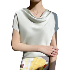 Cowl Neck Short Sleeve Blouse