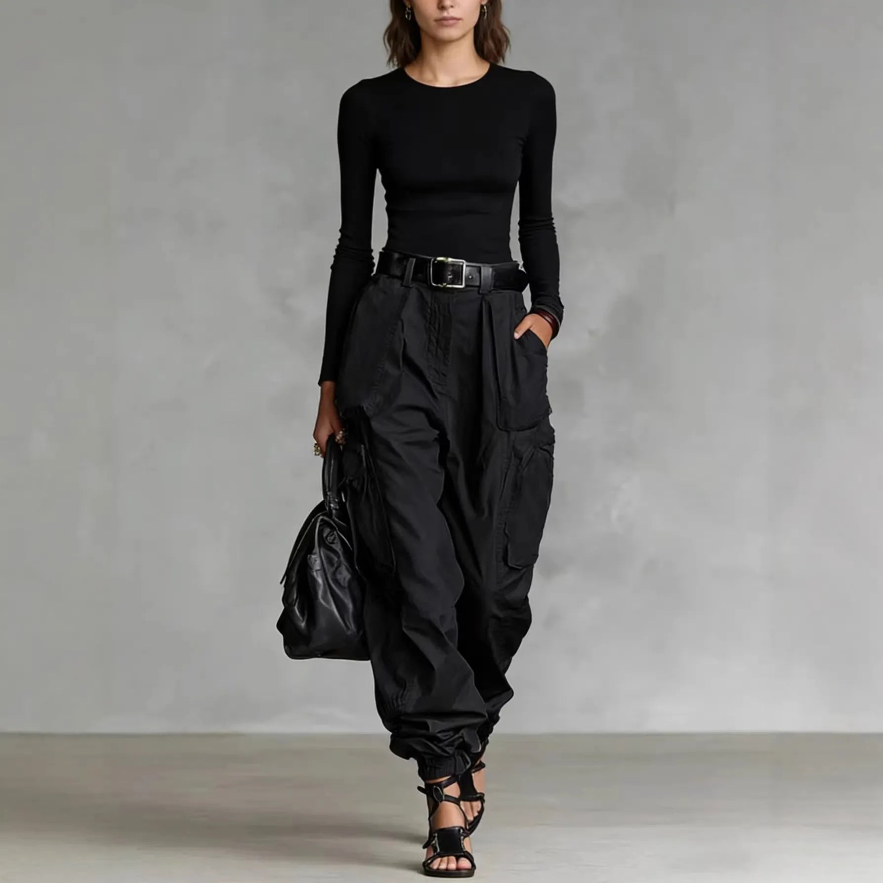 High Waist Multi Pocket Cargo Jogger Pants