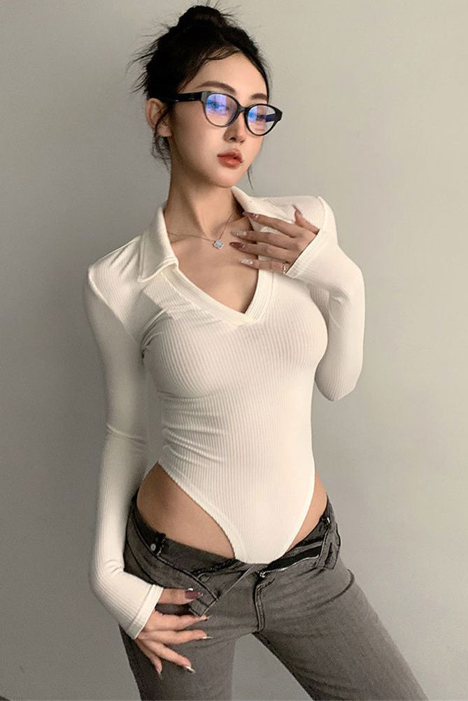 V-Neck Long Sleeve Bodysuit