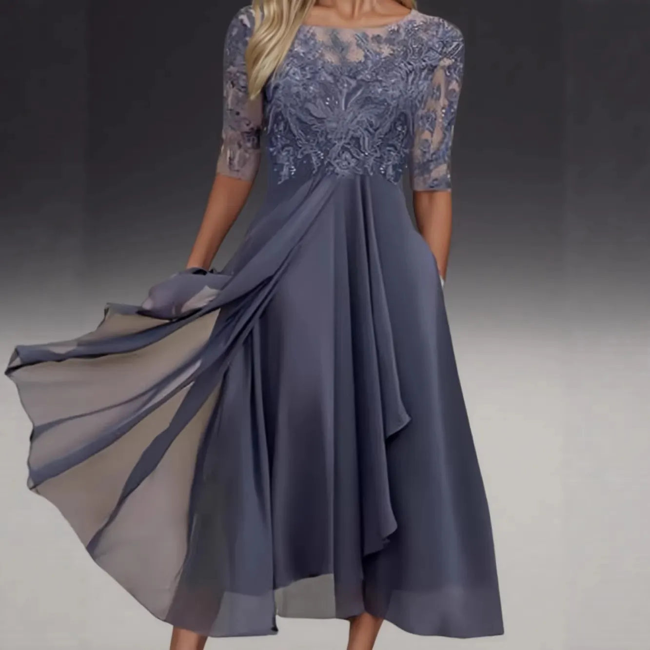 Lace Chiffon Evening Party Dress