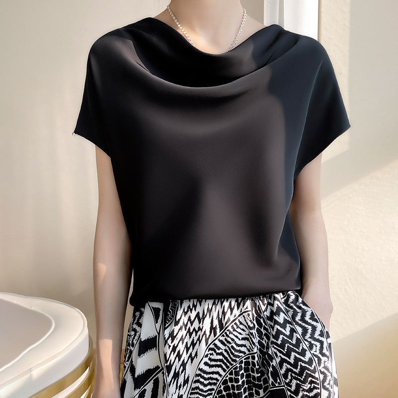 Cowl Neck Short Sleeve Blouse