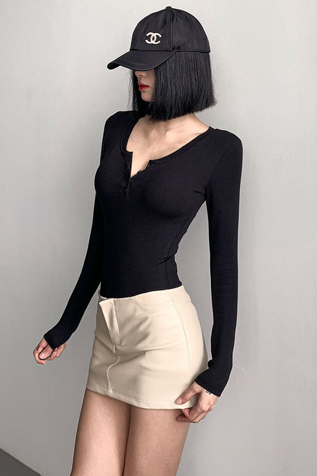 Long Sleeve Bodycon Bodysuit Swimsuit